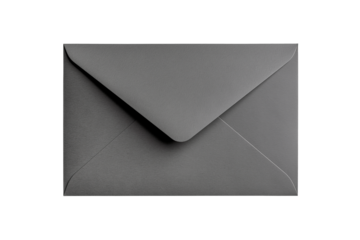 Blank gray envelope mockup isolated on transparent background. PNG file.