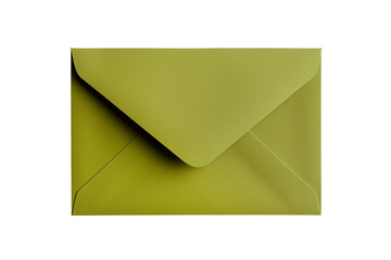 Blank olive envelope mockup isolated on transparent background. PNG file.