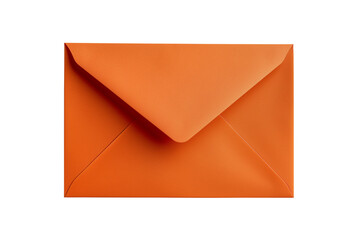 Blank orange envelope mockup isolated on transparent background. PNG file.