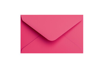 Blank bright pink envelope mockup isolated on transparent background. PNG file.