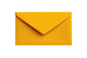 Blank yellow envelope mockup isolated on transparent background. PNG file.