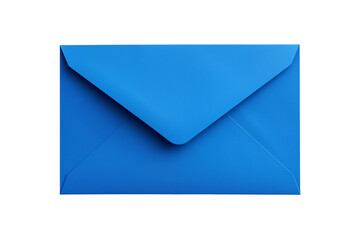 Blank blue envelope mockup isolated on transparent background. PNG file.