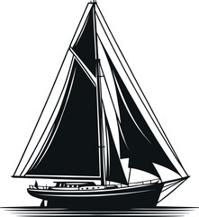 Sailing Boats  Silhouette  Illustration Vector