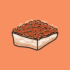 Crispy Pork Belly. Oriental Roast Pork Belly. Deep fried pork. Chinese roasted pork belly vector illustration design.