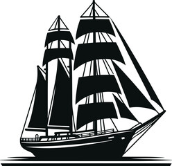 Sailing Boats  Silhouette  Illustration Vector