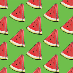 watermelon tile illustration vector design in a green background