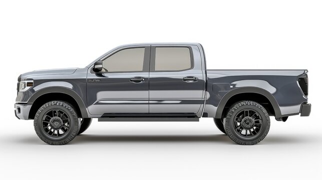 blue gray Pickup 4x4 truck car isolated on white background blank mockup ai generated