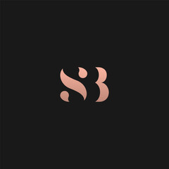 SB monogram fashion logo with gold color in stencil style letters.