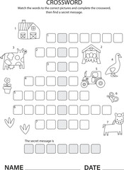 Crossword puzzle games for kids in the farm