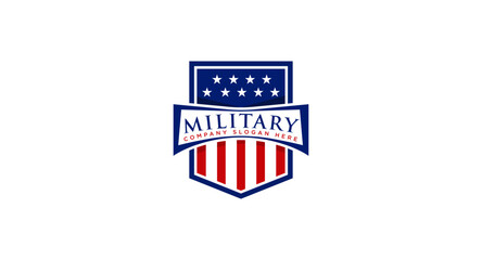 USA American flag logo design usable for veterans day, MLK day or military event. - obrazy, fototapety, plakaty