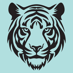 tiger head set black silhouette vector Clip art