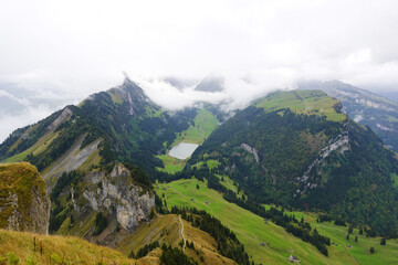 The view from Hoher Kasten mountain, the Swiss Alps