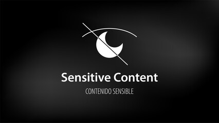 Sensitive photo content. Explicit video content. Inappropriate content. Internet safety concept. Censored only adult 18 plus. Attention Sign. Hide view icon. Eps10 vector illustration.
