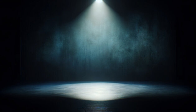 A spotlight on an empty stage with atmospheric smoke, suggesting anticipation