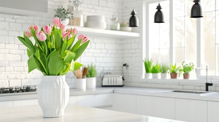 white tulips in a room