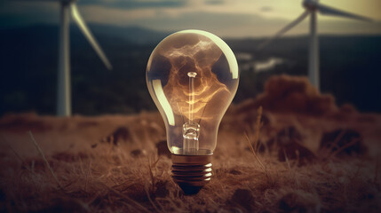 a light bulb in the dirt - Powered by Adobe