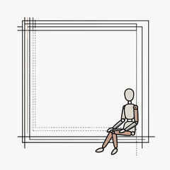 Frame with an mannequin, simple and stylish frame for a card or invitation, flat colors