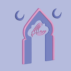 Welcoming Ramadan concept. Realistic 3d object cartoon style. Vector colorful illustration.