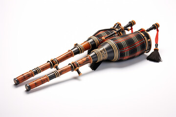 Play Bagpipes isolated on white background created with Generative Ai