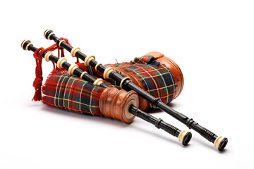 Play Bagpipes isolated on white background created with Generative Ai