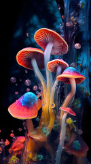 Mushroom Mosaic Colorful Abstract Background