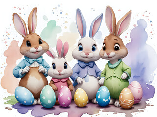 Fototapeta premium easter bunny and easter eggs