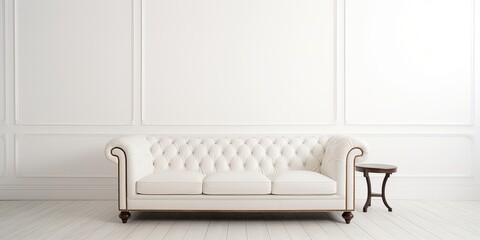 White room with vintage-style leather sofa
