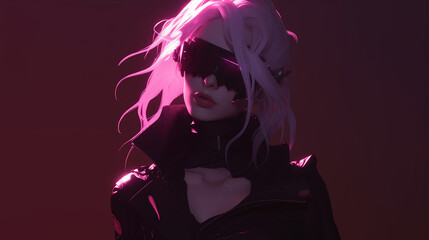 Cyber Punk Female, neonpunk, neoncore, lightcore, synthwave	