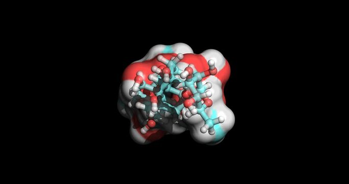 Ouabain, congestive heart failure and supraventricular arrhythmia drug, 3D molecule spinning on Y-axis, 4K