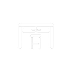Home room types furniture signs set. Thin line art icons. Tidy home or office desk. Contour symbol. Table and chairs. Outline icon with editable stroke.