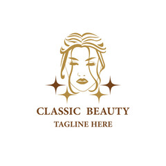 illustration vector logo hair beauty logo design, Beauty queen logo brand, makeover, hairdresser, hairdresser, haircut.