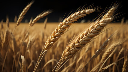 Gros plan sur des épis de blé dans un champ de blé.