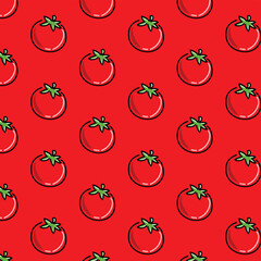 Tomato texture background seamless pattern vector illustration design. Red background
