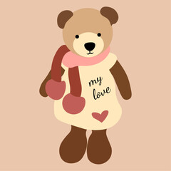 Lovely teddy bear doll vector illustration