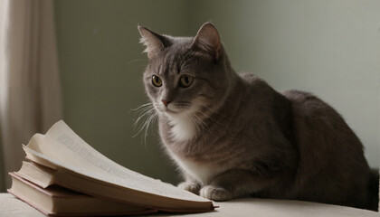 Curious Gray Tabby Peering Up | Emerald Eyes Gaze | Cute Kitty Alert
