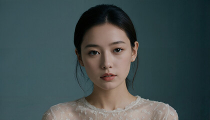 Eyes of Elegance: Closeup of Brunette Lady in Studio | Clean Beauty Look | Fashion Glamour