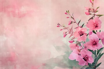 Watercolor Dreamy Floral Digital Paper, Pink Flowers Junk Journal Paper, big copy space