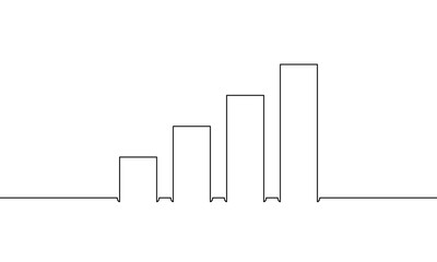 Continuous line drawing of growth graph. Illustration vector of bar chart icon. Single line art of business. Object one line - obrazy, fototapety, plakaty