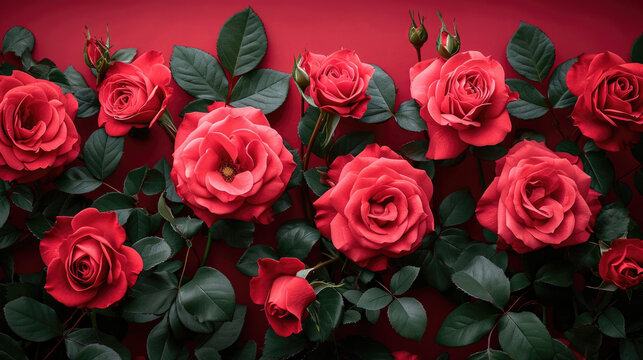 Happy Valentine's Day and Women's Day concept. Top view photo of pink peony rose  background with copyspace