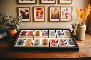 Naklejka na ściany i meble Botanical Collection on Wooden Table