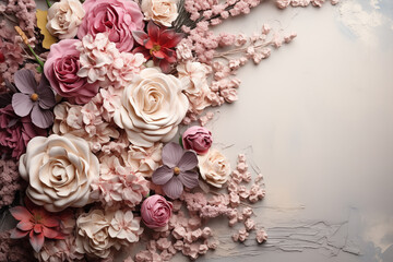 Romantic Pink Blossoms, Floral Love Card, Vintage Design