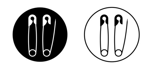 Safety pin. Opened and closed pins. pierced and clipping path sign. Vector safetypin icon. Open and close safety pins. Baby pin. - obrazy, fototapety, plakaty