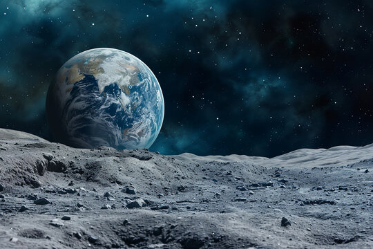 달에서 바라보는 지구의 모습이 담긴 우주 공간 © 호롱 애플