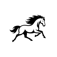 Fototapeta na wymiar Vector logo of a running horse. black and white professional logo of a horse. can be used a logo, watermark, or emblem.