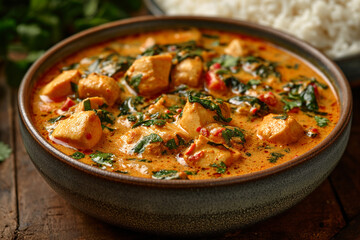 Hearty chicken and vegetable curry simmering in a fragrant blend of spices