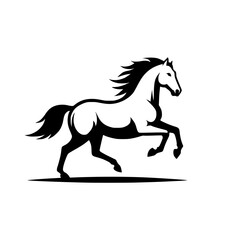 Obraz na płótnie Canvas Vector logo of a running horse. black and white professional logo of a horse. can be used a logo, watermark, or emblem.