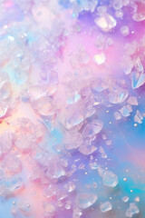 abstract background with ice crystals on light blue and pink background.