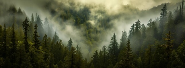 Enigmatic Forest Mist: Textured Organic Landscapes and Mountain Vistas