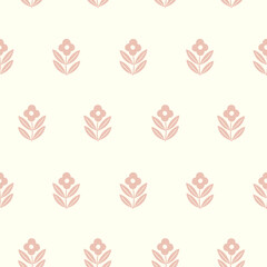 Obraz premium Hand drawn decorative doodle flowers seamless pattern, silhouette scandinavian simple flower texture