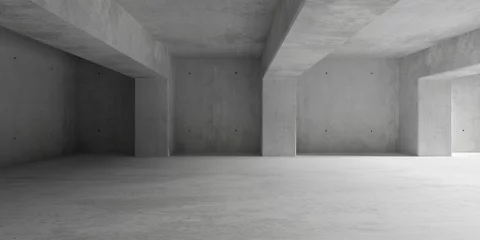 Deurstickers Abstract empty, modern concrete room with row of beams and pillars and rough floor - industrial interior background template © Shawn Hempel
